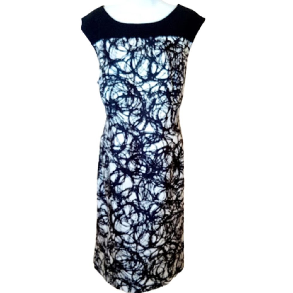 Black White Printed Sleeveless Dress Size 16  ---
